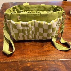 BEIS Green and White Checkered Baby Bag